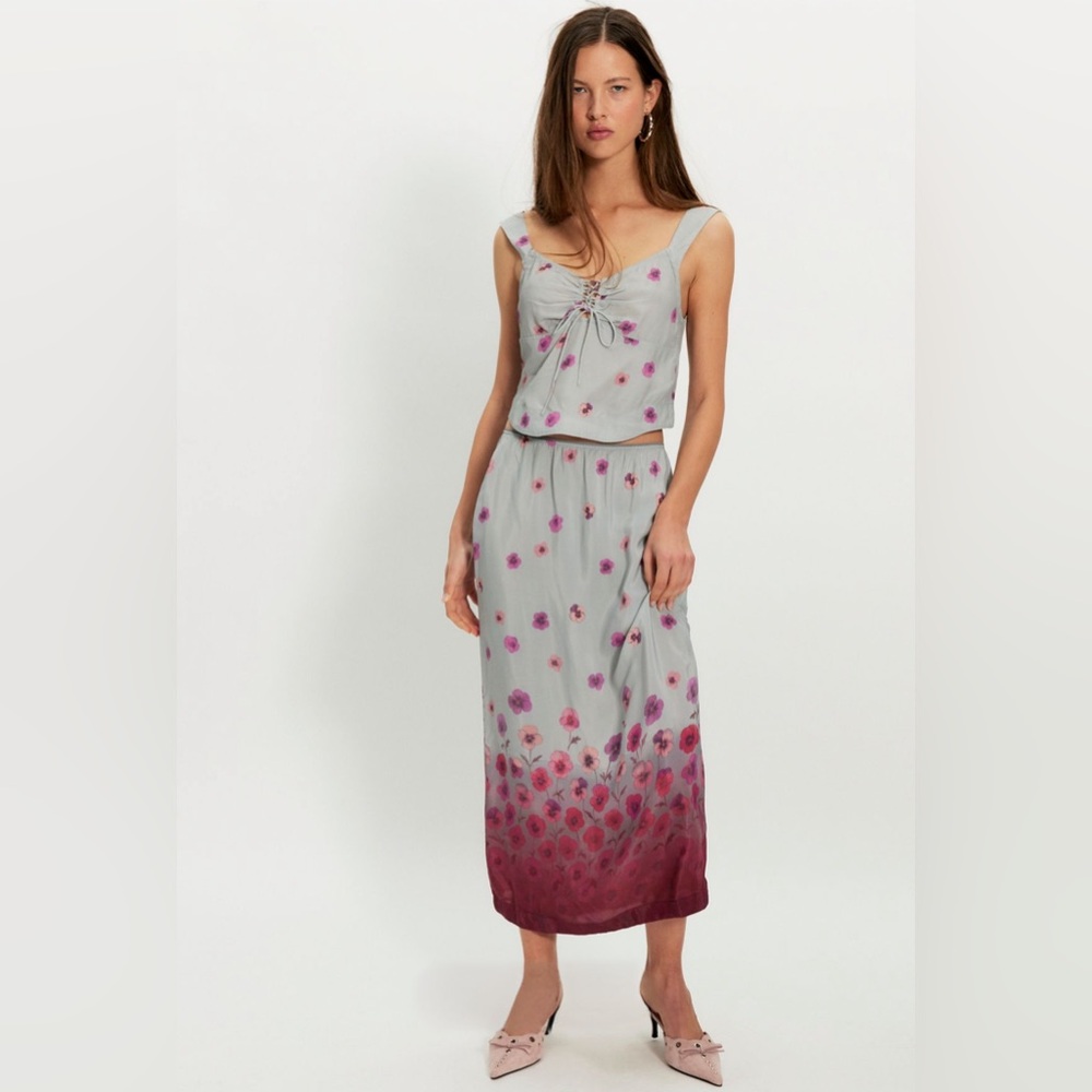 Free People Of The Season Midi Skirt Set in Blue Combo